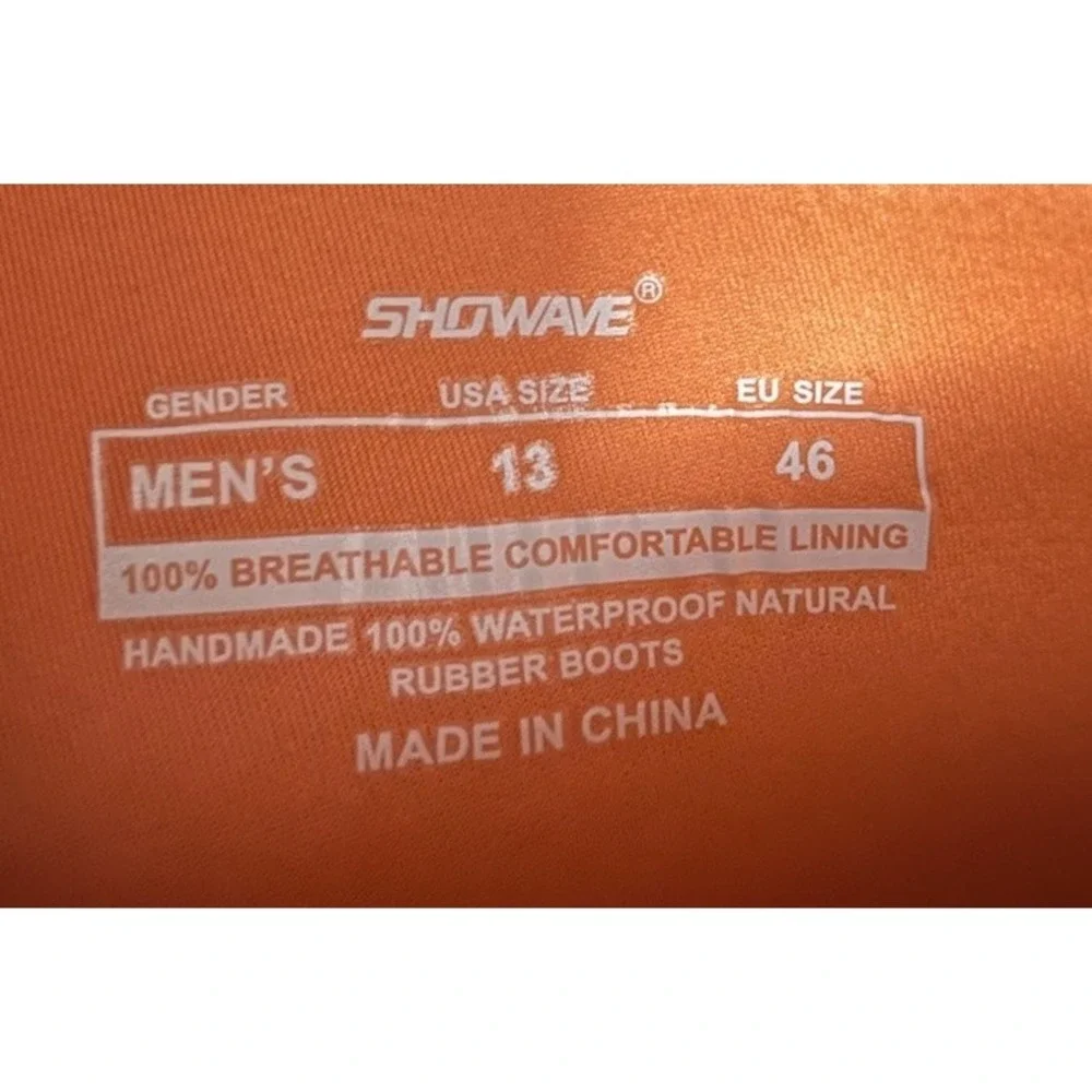 Showave Men's 13 Mid Calf Rubber Work Boots Waterproof Rain Insulated Mud Boot